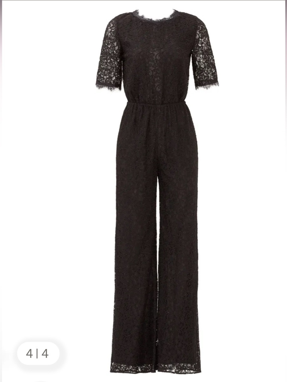 DVF Diane von Furstenberg Kendra Black Lace Jumpsuit Size 10 Party Luxury - Picture 3 of 15